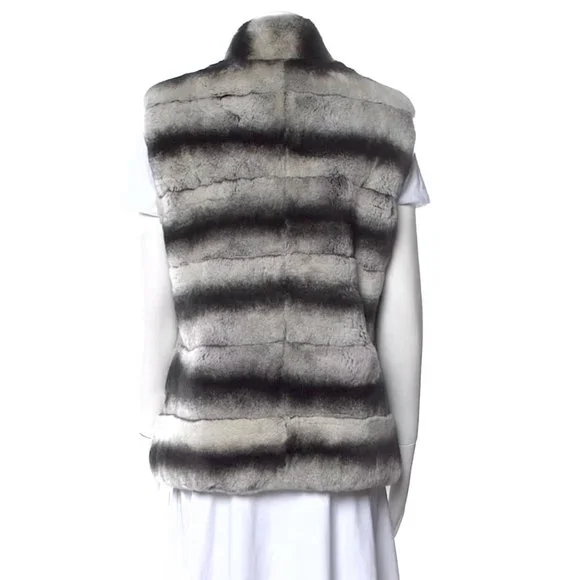 Adrienne Landau Luxurious Rabbit Fur and Cashmere Reversible Vest - Picture 3 of 13
